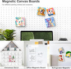 AUREUO Mini Magnetic Canvas Panel 4x4 Inch / 24 Pack - Small Square Flat Canvas Board with Magnet Back Art Gift Set, Bulk Pack Tiny Thin Canvases for Acrylic Painting & Craft