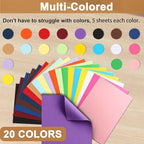 100 Sheets 20 Assorted Colors Cardstock Scrapbooking Paper, 92lb Heavyweight Card Stock A4 Colored Paper for Birthday Decorations, Cards Making, Greeting Cards, Wedding Invitations