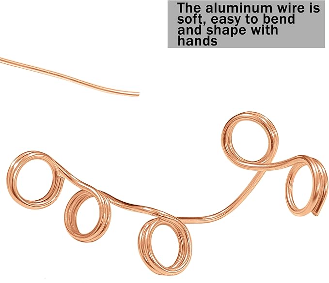 YEQIN 12 Gauge Aluminum Wire, 105 Feet 2mm Bendable Metal Craft Wire for Sculpting, Armature, Jewelry Making, Floral Making, Doll Making, Modelling, Crafting, Bonsai Training (Copper)