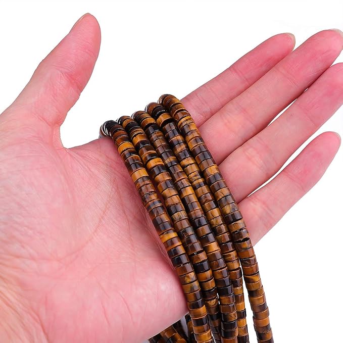 Natural Yellow Tiger Eye Spacer Beads Caps Loose Semi Gemstone for Beading Jewelry Making 6mmx3mm 38cm