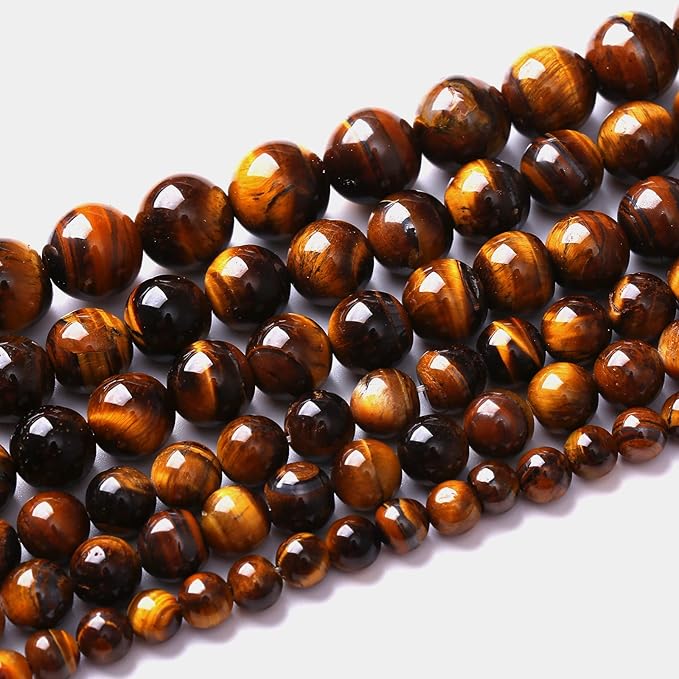 8mm 45pcs Natural Iron Yellow Tiger Eye Stone Beads for Jewelry Making Healing Energy Beads DIY Bracelet Necklace (8mm, Iron Yellow Tiger Eye Stone)