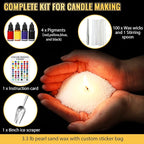 Conelist 11 lb Pearled Candle Sand DIY Candle Sand Wax with 100 Wicks Four Dye with Stirring Spoon Ice Scoop for Refillable Beaded Wax Sand All Natural Sand Candle Wax for Candle Making Family Daily