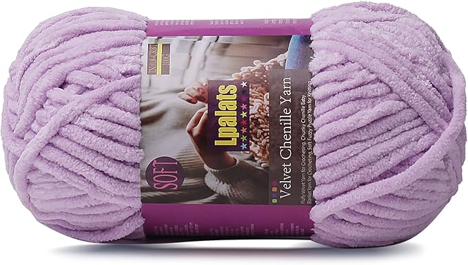 Chunky Chenille Yarn for Crocheting - 100g/3.5oz Baby Blanket Yarn for Crocheting Soft - 87 Yards Fluffy Thick Plush Yarns for Knitting Blankets Amigurumi (1, Light Purple)
