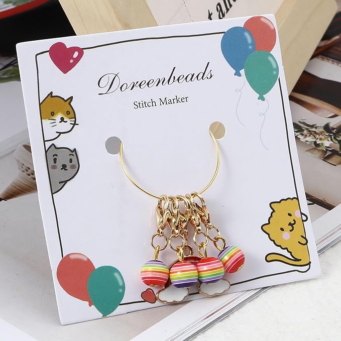 DoreenBeads Stitch Markers for Crocheting and Knitting, Alloy Enamel Crochet Marker Crochet Gifts for Knitting Weaving Sewing Accessories Quilting Jewelry Making