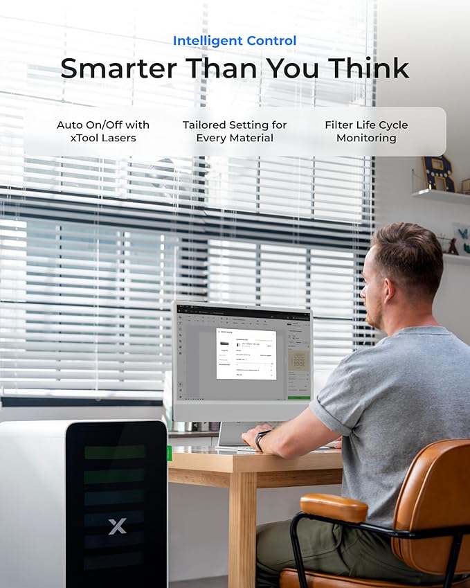 xTool SafetyPro AP2 Smoke Purifier for Laser Engraver, SuperCyclone System 6-Layer Filtration for Dust & Odors, Quiet Operation for Diode Fiber Laser Engraving Machine and CO2 Laser Cutter