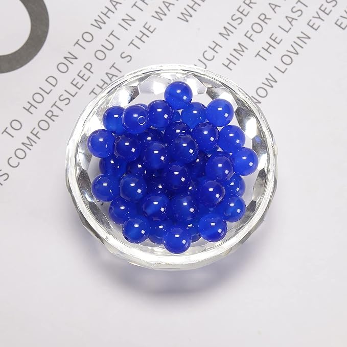 NCB 8mm Original Blue Agate Loose Semi Precious Beads Round Smooth Gemstones SpacerBeads for Jewelry Making 100PCS (8mm 100Beads, Blue Agate)
