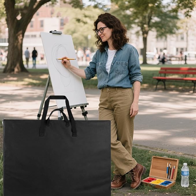 Art Portfolio Bag, 26 x 38 Inch Art Portfolio Cas, Black Carrying Storage Case for Poster, Sketching, and Drawing (Black)