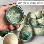 EAZZ Pottery Herb Stripper Bowl, Herb Stripper Tool, Herb Leaf Stripper, Handmade Pottery, Ceramic Herb Peeling Cup, With Multiple Hole Sizes, for Leaf Removal