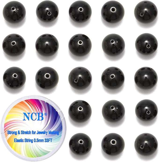 NCB 100pcs Original Natural Stone Beads Gemstone Round Loose Beads 6mm 8mm 10mm (Black Obsidian, 10mm 100Beads)