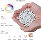 NCB Matte White Howlite Beads 200pcs 8mm Round Gemstone Beads Spacer Charm Beads Natural Stone Loose Beads for Bracelet Necklace Jewelry Making 4mm 6mm 8mm 10mm (Matte White Howlite, 8mm 200Beads)