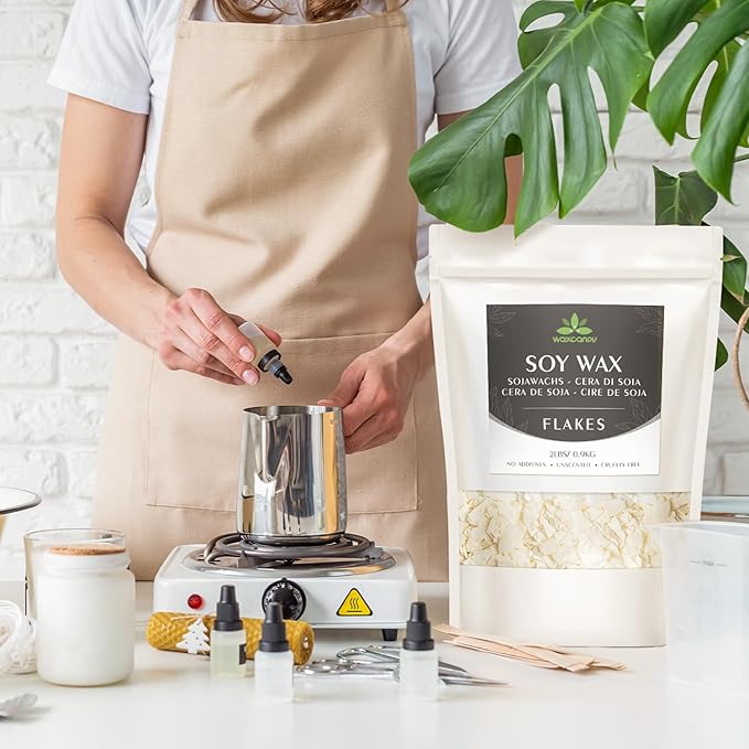 Soy Wax Flakes, Waxcanpy Natural Candle Wax, Organic Soy Wax for Candle Making from Farm, No Additives, Harmless and Pure (5lb)