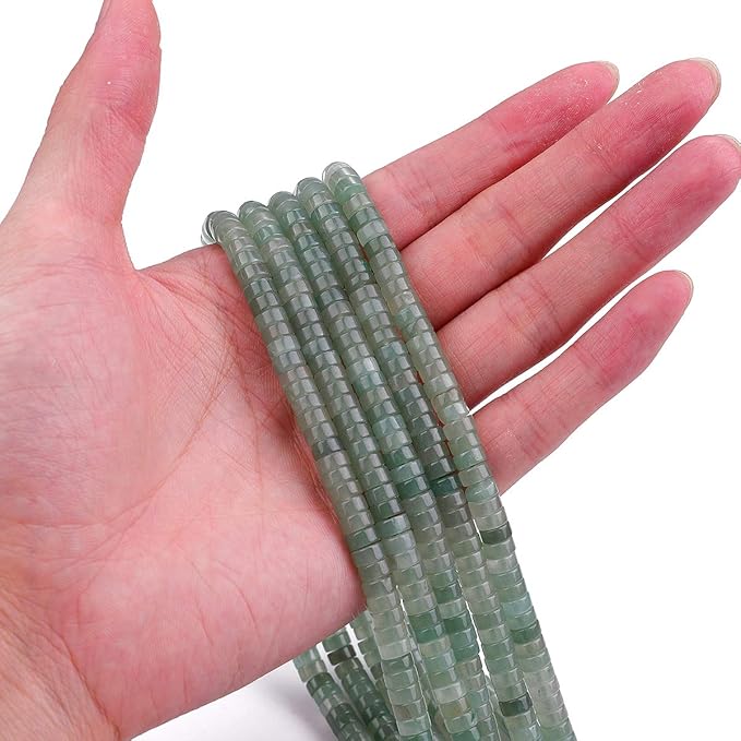 Natural Green Aventurine Spacer Beads Caps Loose Semi Gemstone for Beading Jewelry Making 6mmx3mm 38cm