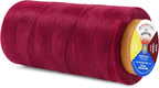 Mandala Crafts Burgundy Flat Waxed Thread for Leather Sewing - 273 Yds 150D 0.8mm Polyester Leather Thread String Waxed Cord for Leatherwork, Beading, Bookbinding, Hand Stitching