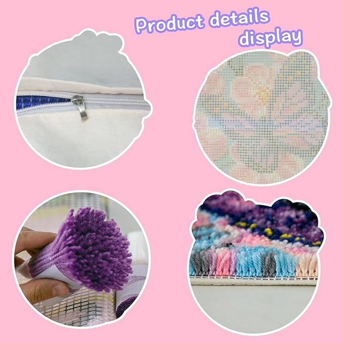 LAPATAIN Latch Hook Kits for DIY Throw Pillow Cover,Sheep Needlework Cushion Cover Hand Craft Crochet for Great Family 17x17inch