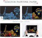 Scratch Rainbow Painting Art Postcards,Scratch & Sketch Art for Kids & Adults,Scratch Painting Creative Gift Engraving Art & Craft Set,Mini Envelope Postcard with 4 Tools,7.9''x5.5''(Modern Series)