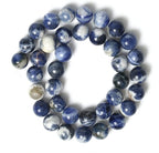 45pcs 8mm Natural Stone Beads White Blue Sodalite Beads Crystal Gemstone for Jewelry Making, DIY Bracelet Necklace