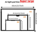 Rechargeable A2 Light Pad 23.7"x15.8", Large LED Light Board for Diamond Painting, 3-Color Modes Light Box, Diamond Art Light Table, Lightbox for Tracing and Drawing, Sketching, Artists