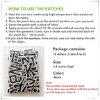 1.9 inch Iron on Letter Patches 78 Pieces, A-Z Embroidered Alphabet Patches for Clothing Jackets Hats Backpacks Jeans Black