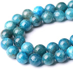 38PCS 10mm AAA Natural Blue Apatite Stone Beads Gemstone Round Loose Spacer Beads for Jewelry Making DIY Bracelet Necklace 15"