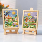 Wooden Canvas Panels with Easel Set – Complete Art Supplies for Artists, Includes 16x9 Easel, 12x12 Wooden Canvas Panels for DIY Crafts-Spring Family Fun