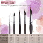Professional Watercolor Brushes Set - 5PCS Extra Long Needle Point Synthetic Sable Two Layer Liner Paint Brushes for Fine Detailing - Perfect for Watercolor,Acrylic,Gouache,Ideal for Artists&Beginners