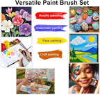 Transon Art Painting Brush Assorted Set of 12 for Acrylic Watercolor Gouache Hobby Painting Green