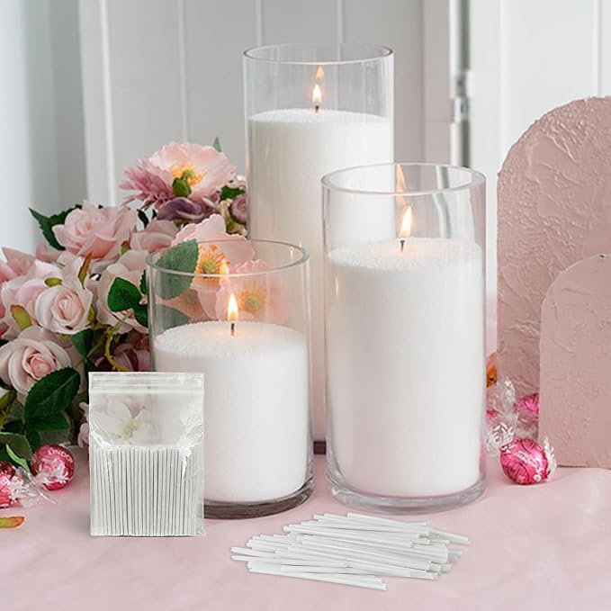 Pearled Candle Cotton Wicks 400-Pack for Sand Candles Making - 2Inch Metal-Free and Lead-Free Refill Sand Wax Wick for Candle Making DIY (White)