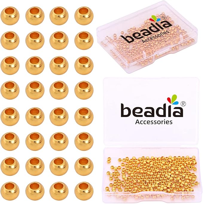 18K Gold Plated Round Spacer Beads 3mm 300pcs for Jewelry Making Findings Non Tarnish