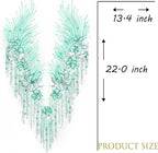 Beaded Pearl Flower Fabric Lace Applique, Floral Embroidered Patches Handmade Sewing Tool for DIY Neckline Bodice Wedding Bridal Prom Dress(Green-Small)