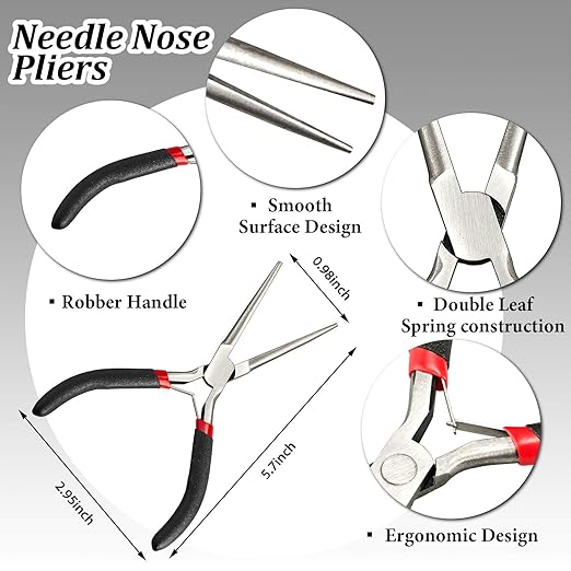 10 Pieces Metal DIY Model Tool Sets Tab Edge Cylinder Cone Shape Bending Assist Tools and Nozzle Pliers Flat Nose Pliers Needle Nose for 3D Metal Jigsaw Puzzles Assembly