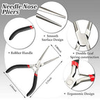 10 Pieces Metal DIY Model Tool Sets Tab Edge Cylinder Cone Shape Bending Assist Tools and Nozzle Pliers Flat Nose Pliers Needle Nose for 3D Metal Jigsaw Puzzles Assembly