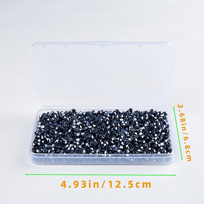 1100PCS 4mm Bicone Crystal Glass Beads for Jewelry Making, Sparkling Mini Beads for Suncatchers, DIY Bracelets & Craft Projects (Navy Blue)
