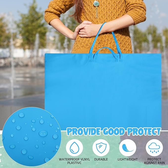 Abbylike 48 x 36 Inch Art Portfolio Bag Large Size Art Supply Bag with Nylon Shoulder Waterproof Poster Board Painting Drawing Sketch Storage Carrying Case for Christmas Artwork Gift(Blue,1 Pcs)