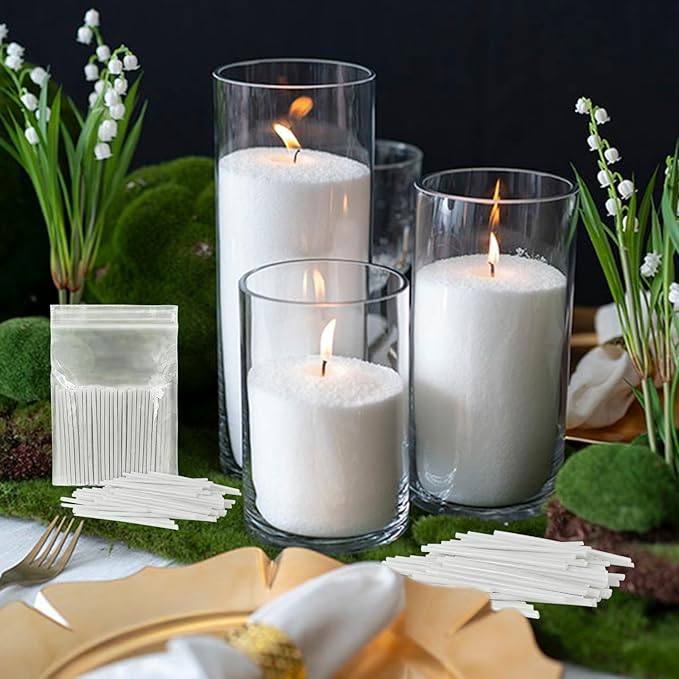 Pearled Candle Cotton Wicks 500-Pack for Sand Candles Making - 2Inch Metal-Free and Lead-Free Refill Sand Wax Wick for Candle Making DIY (White)