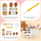 Noocro Crochet Kit for Beginners or Intermediate Level, Fuzzy Granny Square Bucket Hat, Step by Step Video Tutorial, Detailed Instruction Complete Kit Craft Supplies Holiday Gift