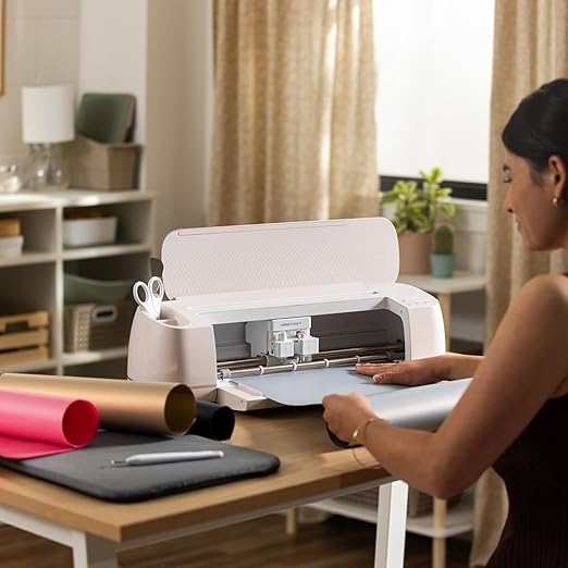 Cricut Maker 4 & Mini Heat Press Bundle - Cutting Machine & Heat Press with Heat Transfer Vinyl, Beginner Kit for DIY Apparel, Tote Bags, HTV Projects