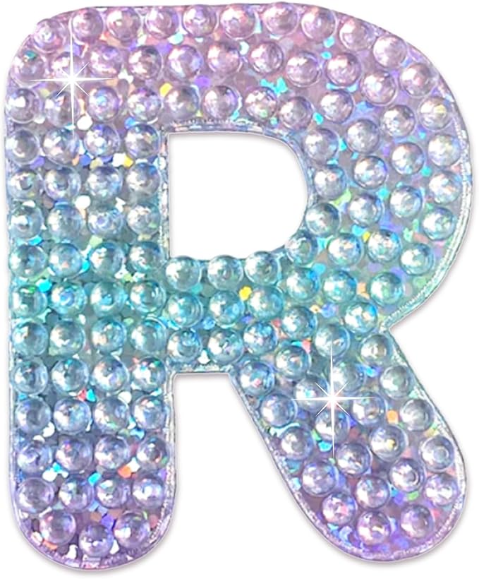 StickerBeans® Rhinestone Alphabet Letter Sticker R - Unique Sparkly Design 2” x 2” Cut-to-Shape Adhesive - Personalization, Collecting, Gifting, Scrapbooking, Decorating Laptops, Phone Cases, All Ages