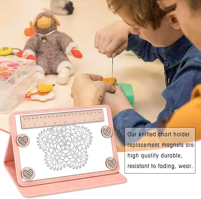 Earssa Knitting Pattern Holder,Knitting Chart Holder,Magnetic Crochet Knitting Chart Holder Knitting Accessories Foldable Knitting Chart Keeper with Ruler for Fixed Crochet Pattern (Purple)