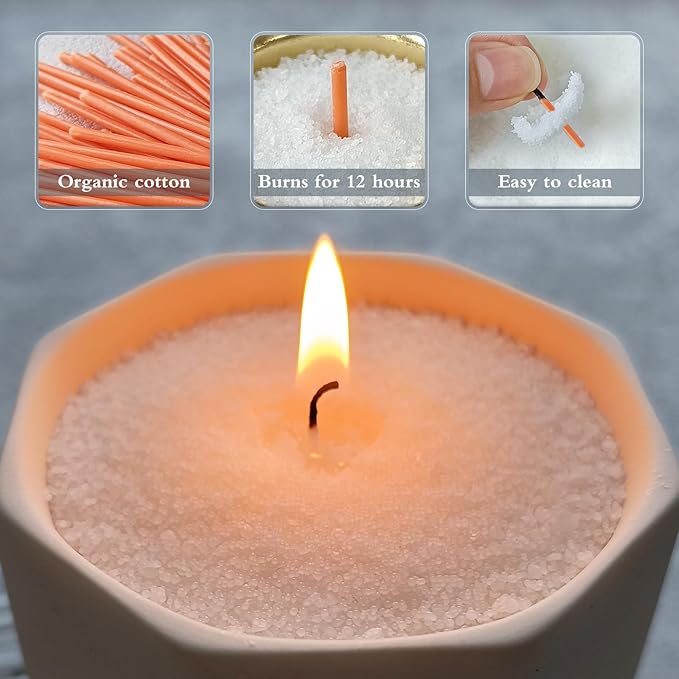 Pearled Candle Extra Wicks 100 Pack for Pearled Candle Making - 2 Inch Orange Cotton Candle Wicks for Candle Making DIY