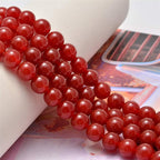 NCB Natural Stone Beads 100pcs 6mm Round Loose Gemstone for Bracelet Necklace Jewelry Making, Includes Elastic String and Beading Needle (Carnelian, 6mm 100Beads)