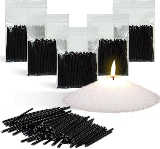 Pearled Candle Cotton Wicks 500-Pack for Sand Candles Making - 2Inch Metal-Free and Lead-Free Refill Sand Wax Wick for Candle Making DIY (Black)