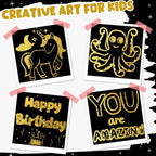 ZMLM 165 Rainbow Scratch Paper Art Crafts Mini Notes Kids Gifts 4 5 6 7 8 9 10 Years Old Girls Boys Students Teens Classroom Prizes School Supplies Birthday Party Travel Toy Activity(Gold Holographic)