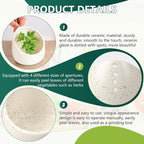 Pottery Herb Stripper Bowl, Handmade Ceramic Herb Peeling Bowl, for Separating Leaves and Stems (White)