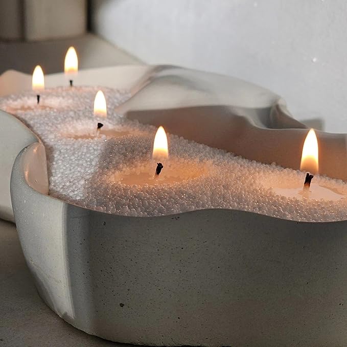 NICEME Customized Powder Candle Making Kit, 5.5Lb/ 2.5kg Refillable Beaded Wax Sand All Natural Reusable DIY Pearled Candle Making Kit Self Extinguish Candle with 100 Wicks & 2 Wick Centering Devices