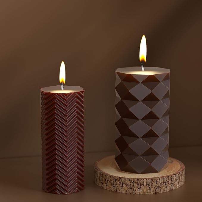 2 Pack Stripe Cylinder Pillar Spiral Candle Resin Mold - Resin Casting Silicone Molds for Home Decor & Candle Making Wave Spiral Mold