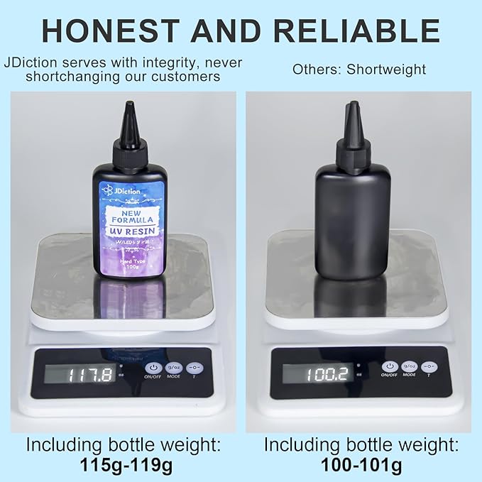 JDiction UV Resin 300g, Crystal Clear UV Resin Solar Cure Sunlight Activated Hard Resin Kit for Jewelry Making, Casting and Coating, DIY Crafts