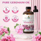 EVOKE OCCU Pure & Natural Geranium Essential Oil for Skin, Hair, Diffuser, Aromatherapy - 4 Fl Oz