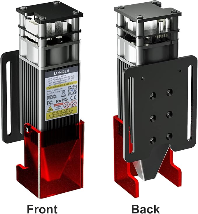 Longer RAY5 10W Laser Engraver Module, Dual Beam Compressed 0.06mm Laser Spot, DIY laser head for Laser Engraver, Eye Protection