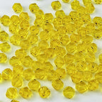 200pcs 6mm Bicone Glass Crystal Beads for Jewelry Making, Faceted Bicone Glass Spacer Beads for Bracelet Earring Necklace DIY Craft(Gold Yellow)