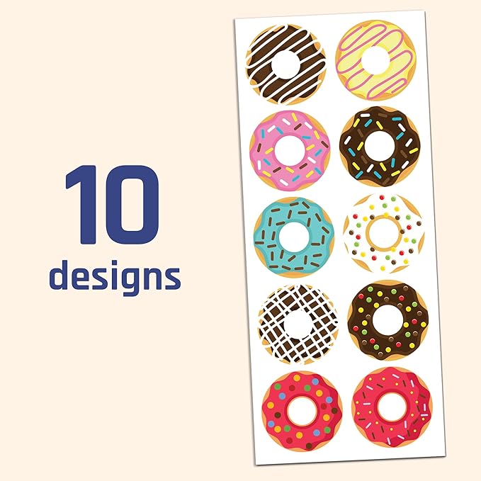 40 Sheets - Donut Stickers for Party Favors - 400 Stickers, 1.5"